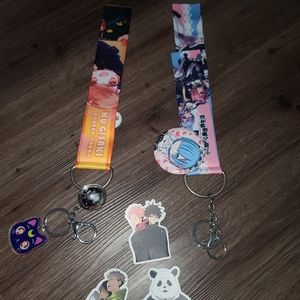 Anime lanyards with keychains and stickers